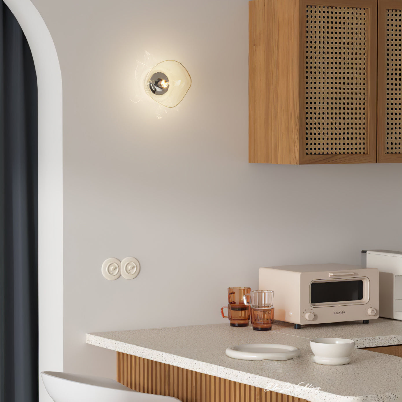 Auden Amber Glass Wall Lamp - Lamp Copper