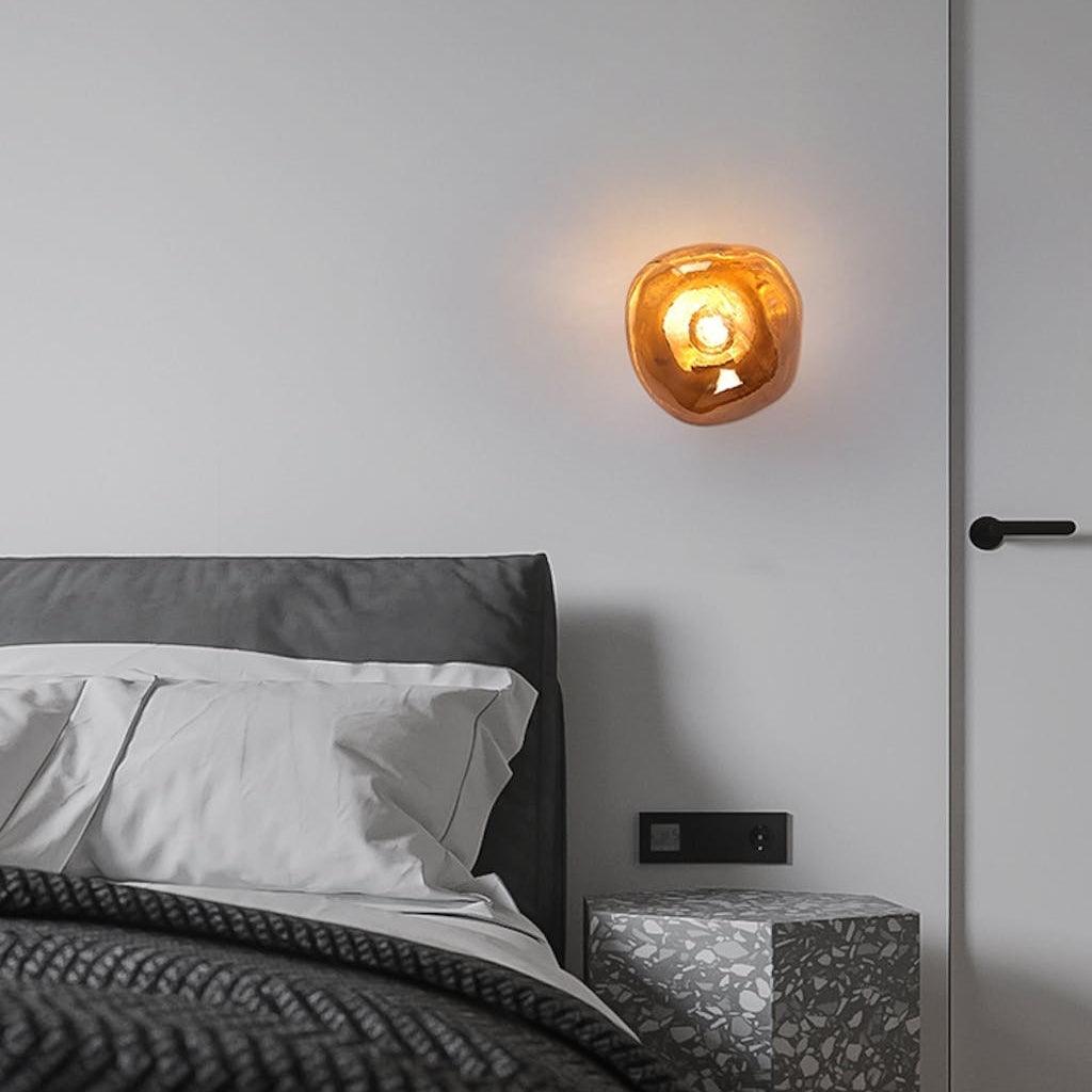 Auden Amber Glass Wall Lamp - Lamp Copper