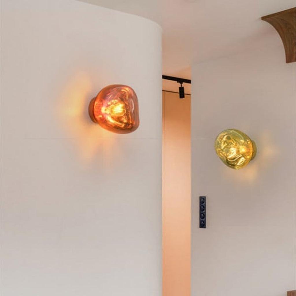 Auden Amber Glass Wall Lamp - Lamp Copper