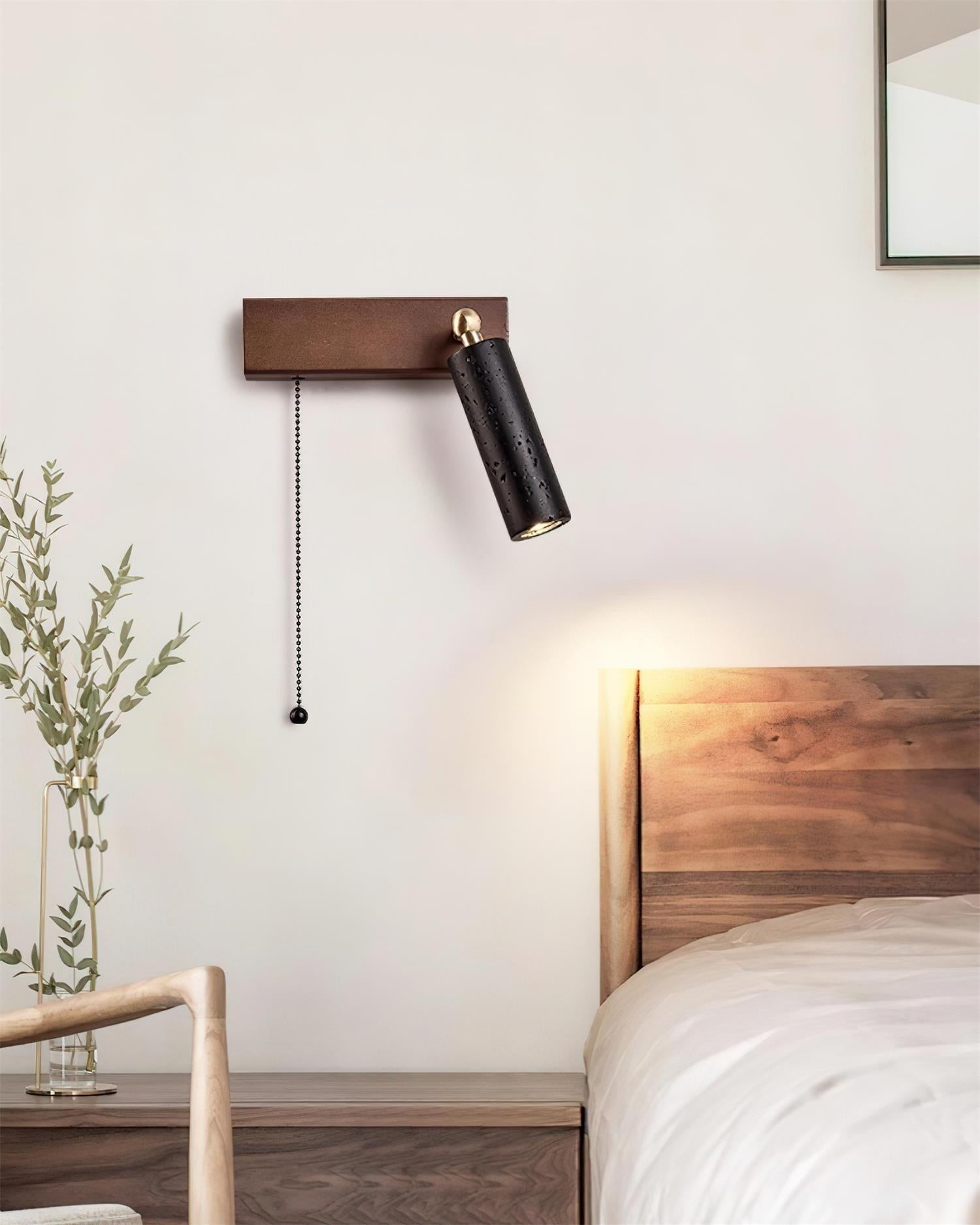 Ritta Wall Lamp Black Travertine Spotlight - Lamp Copper