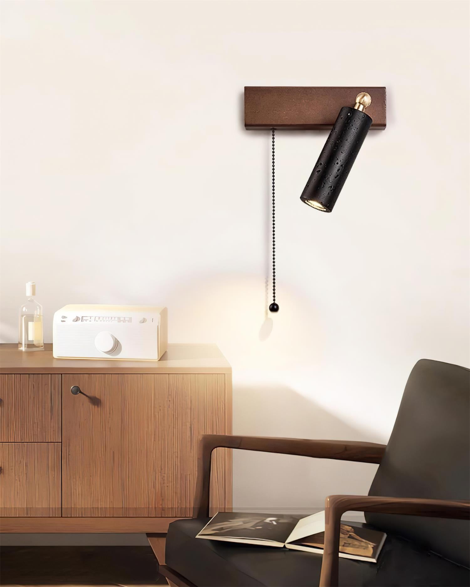 Ritta Wall Lamp Black Travertine Spotlight - Lamp Copper