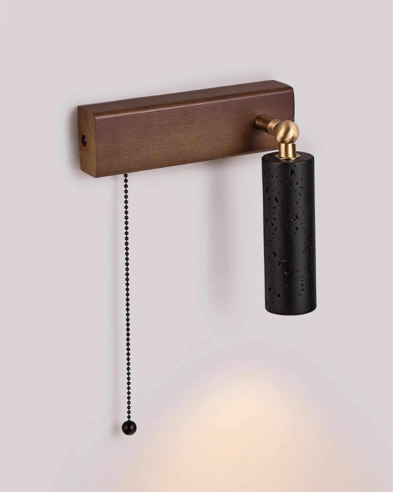 Ritta Wall Lamp Black Travertine Spotlight - Lamp Copper
