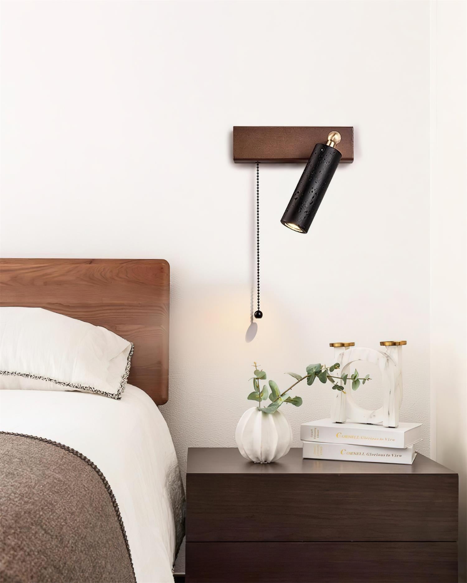 Ritta Wall Lamp Black Travertine Spotlight - Lamp Copper