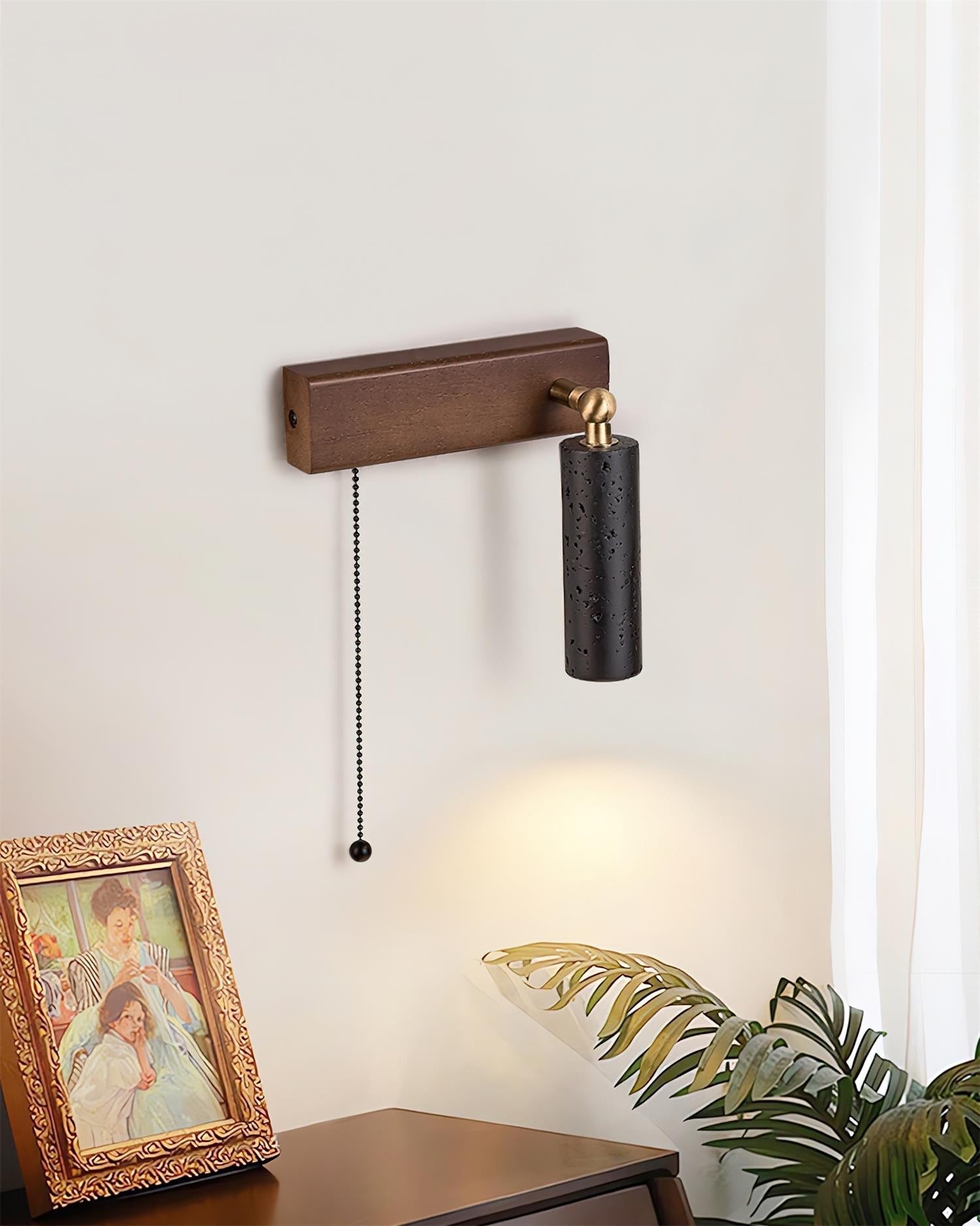 Ritta Wall Lamp Black Travertine Spotlight - Lamp Copper