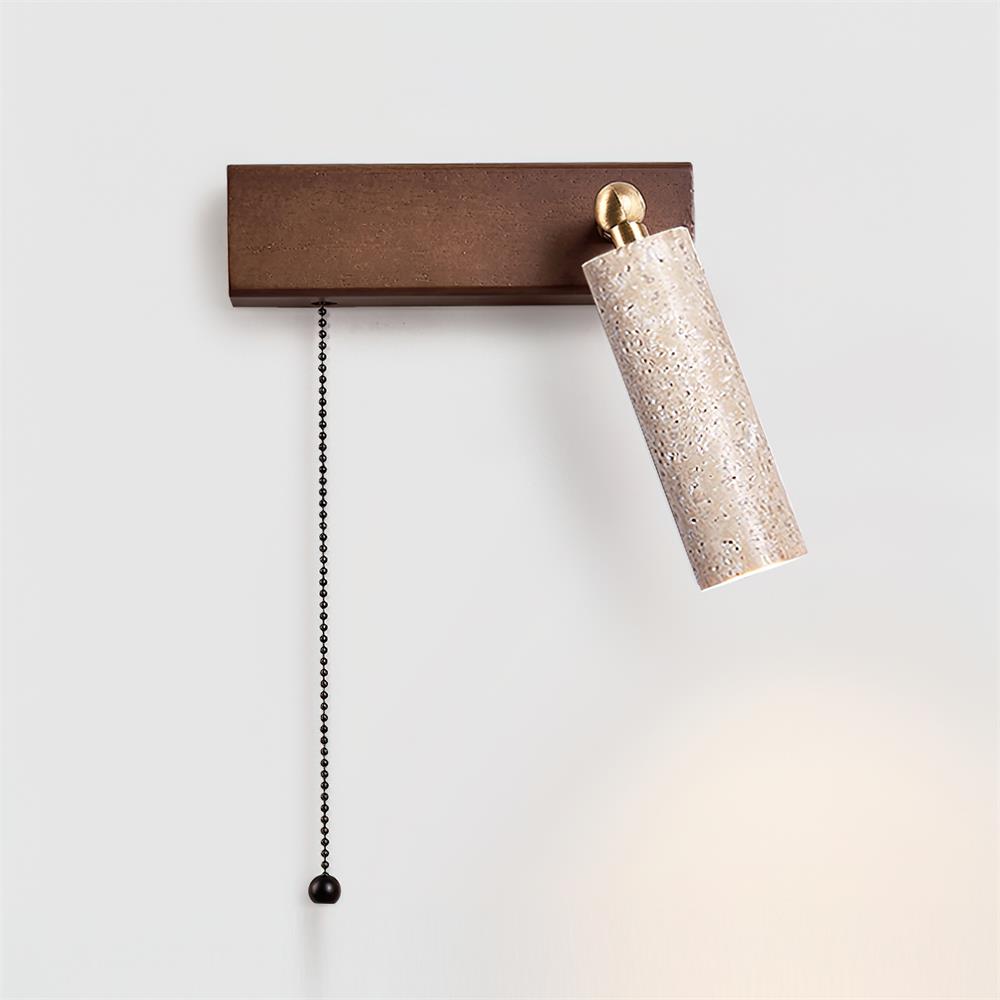 Ritta Wall Lamp Black Travertine Spotlight - Lamp Copper