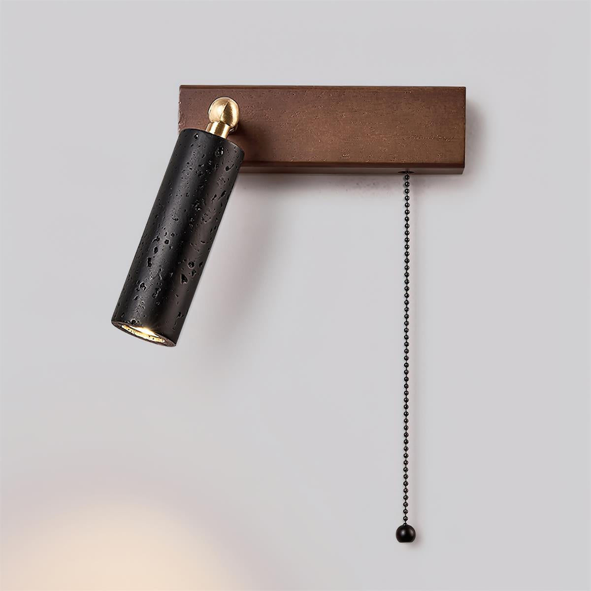 Ritta Wall Lamp Black Travertine Spotlight - Lamp Copper