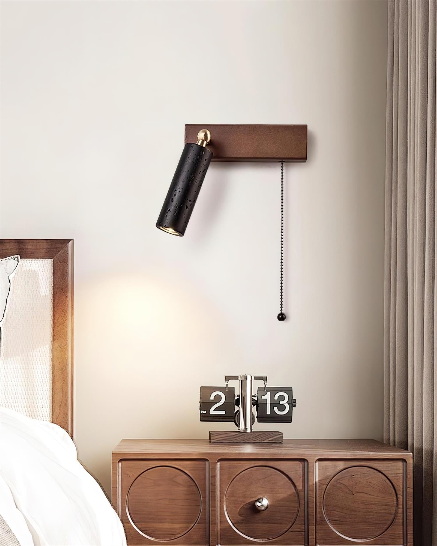 Ritta Wall Lamp Black Travertine Spotlight - Lamp Copper