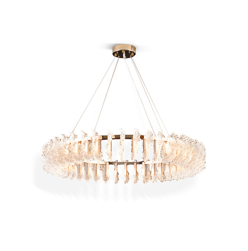 Ulcarir Luxury Leaf Glass Acrylic Chandelier - Lamp Copper