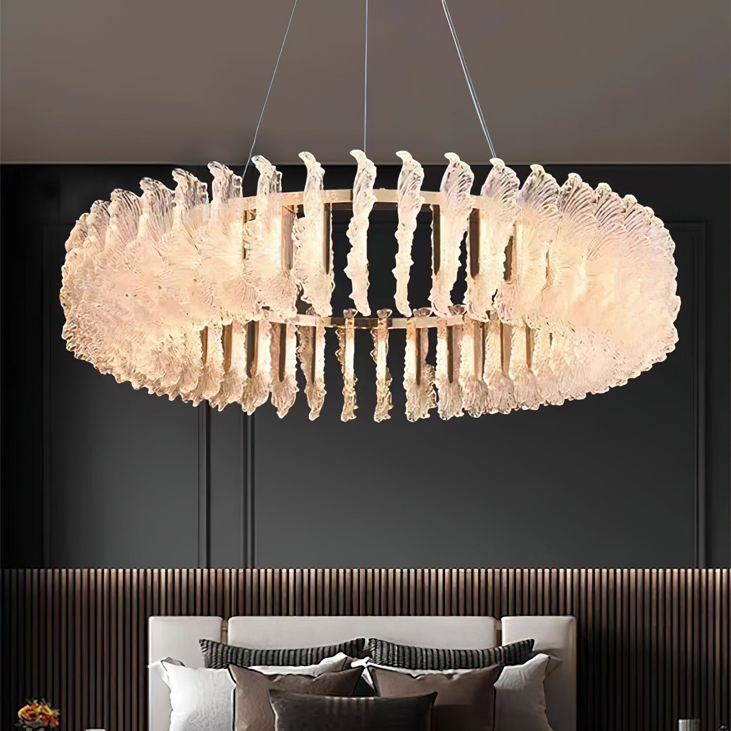 Ulcarir Luxury Leaf Glass Acrylic Chandelier - Lamp Copper
