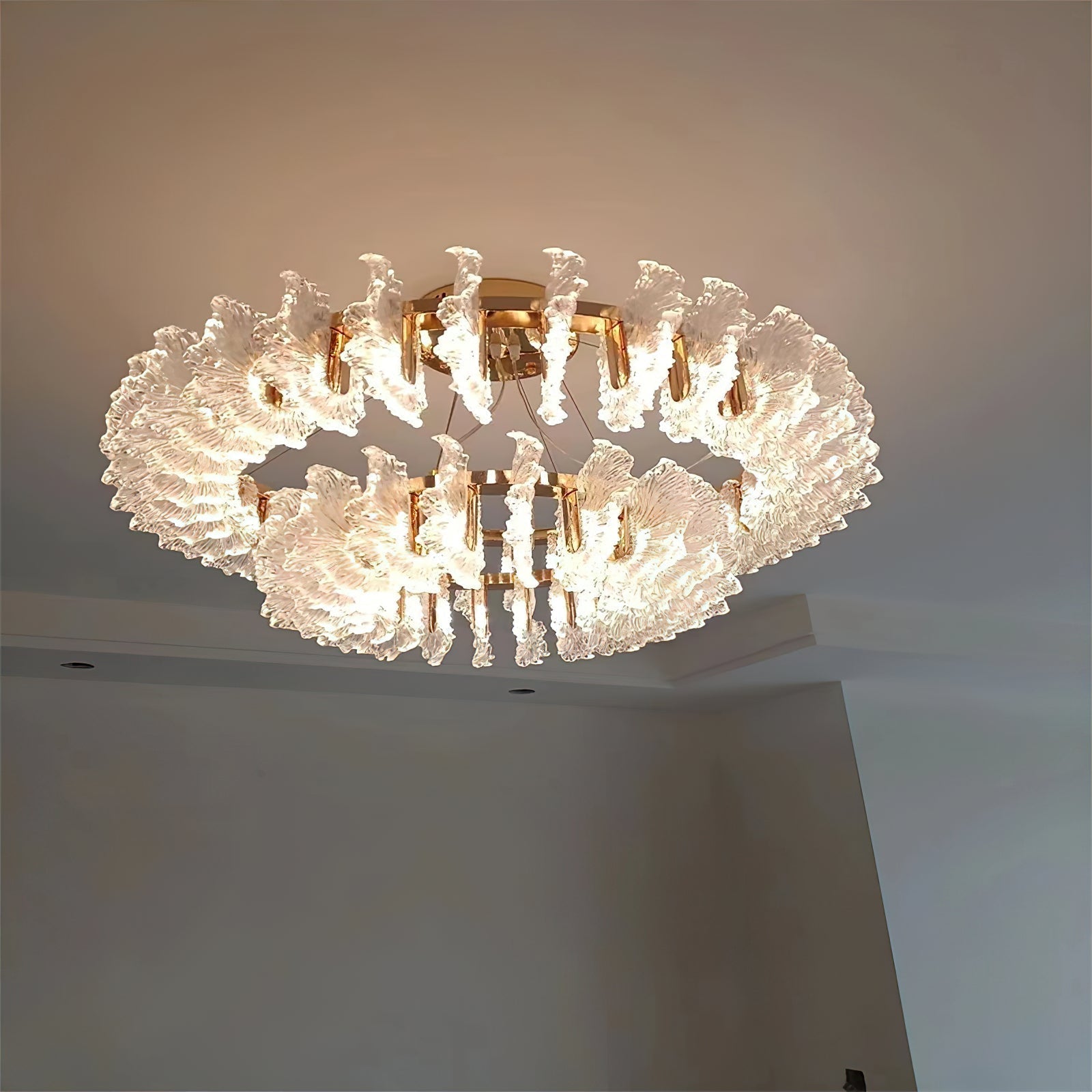 Ulcarir Luxury Leaf Glass Acrylic Chandelier - Lamp Copper