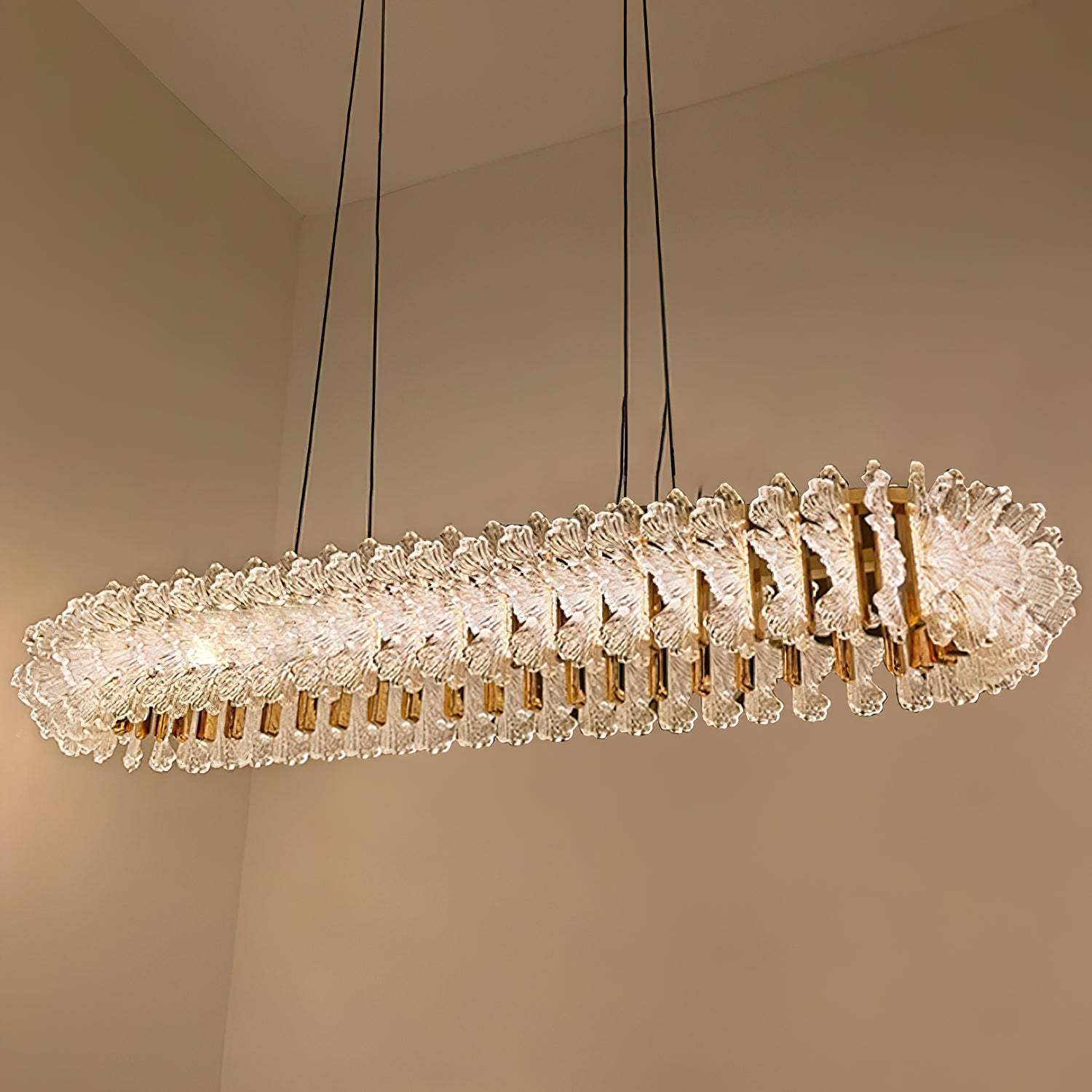 Ulcarir Luxury Leaf Glass Acrylic Chandelier - Lamp Copper