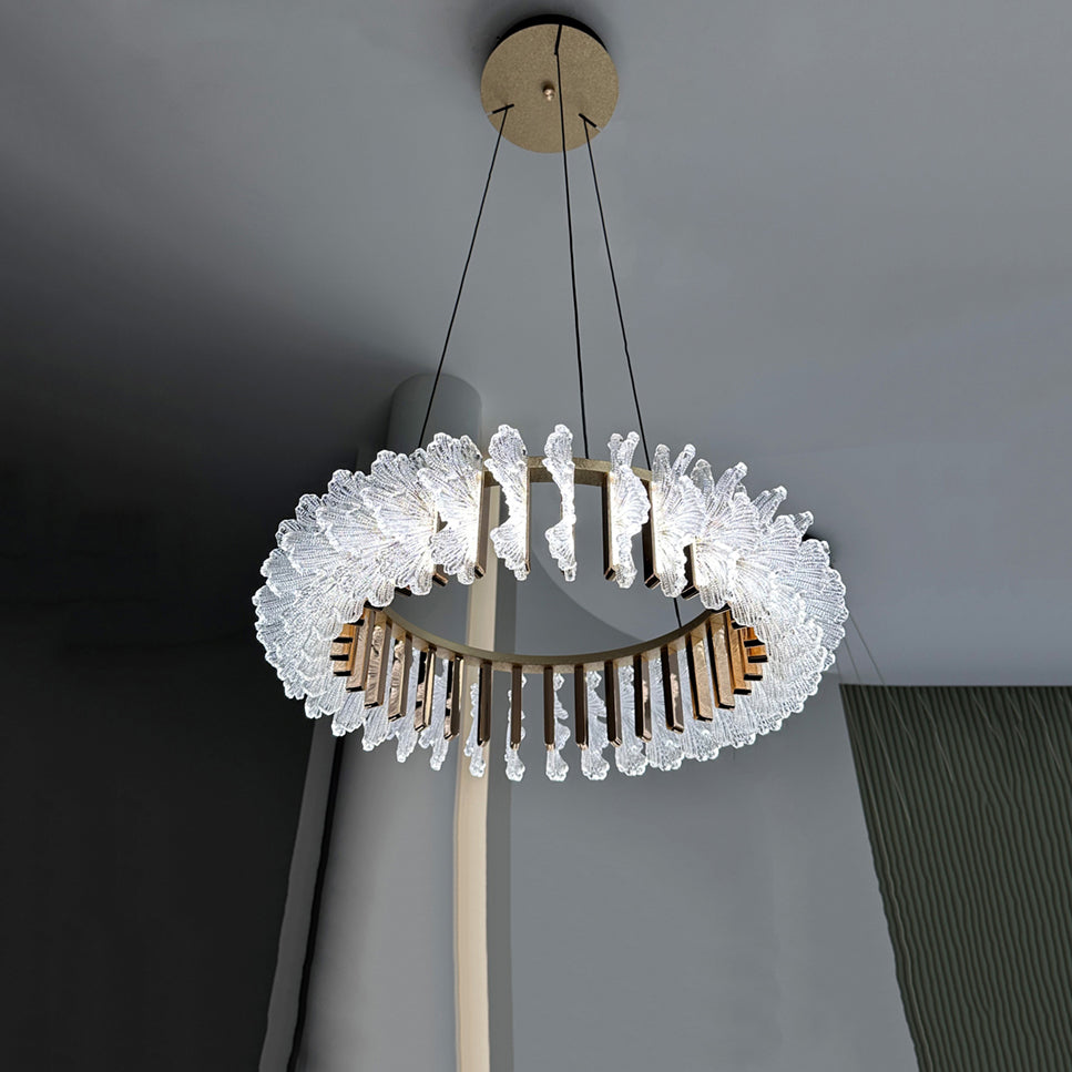 Ulcarir Luxury Leaf Glass Acrylic Chandelier - Lamp Copper