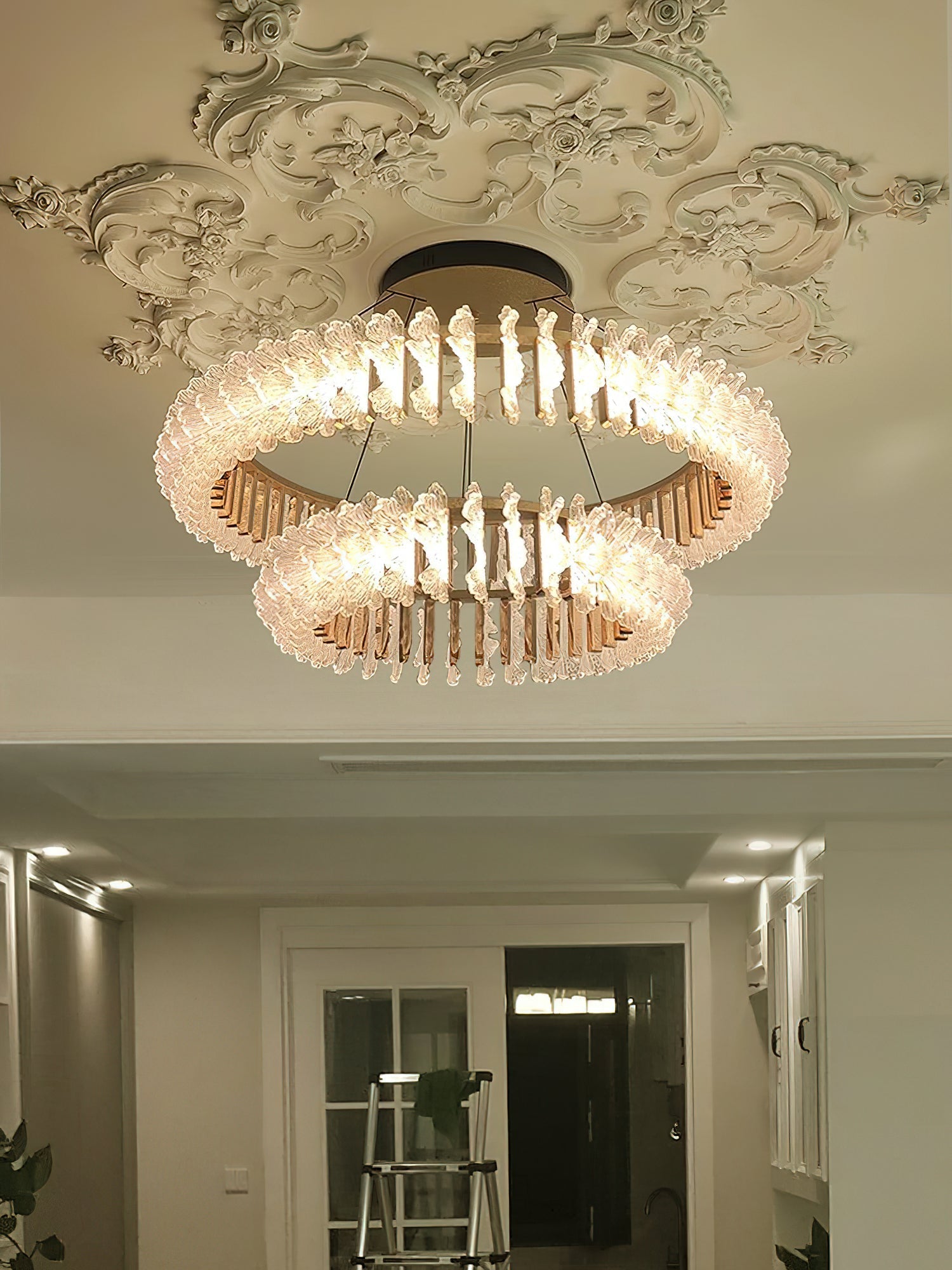 Ulcarir Luxury Leaf Glass Acrylic Chandelier - Lamp Copper