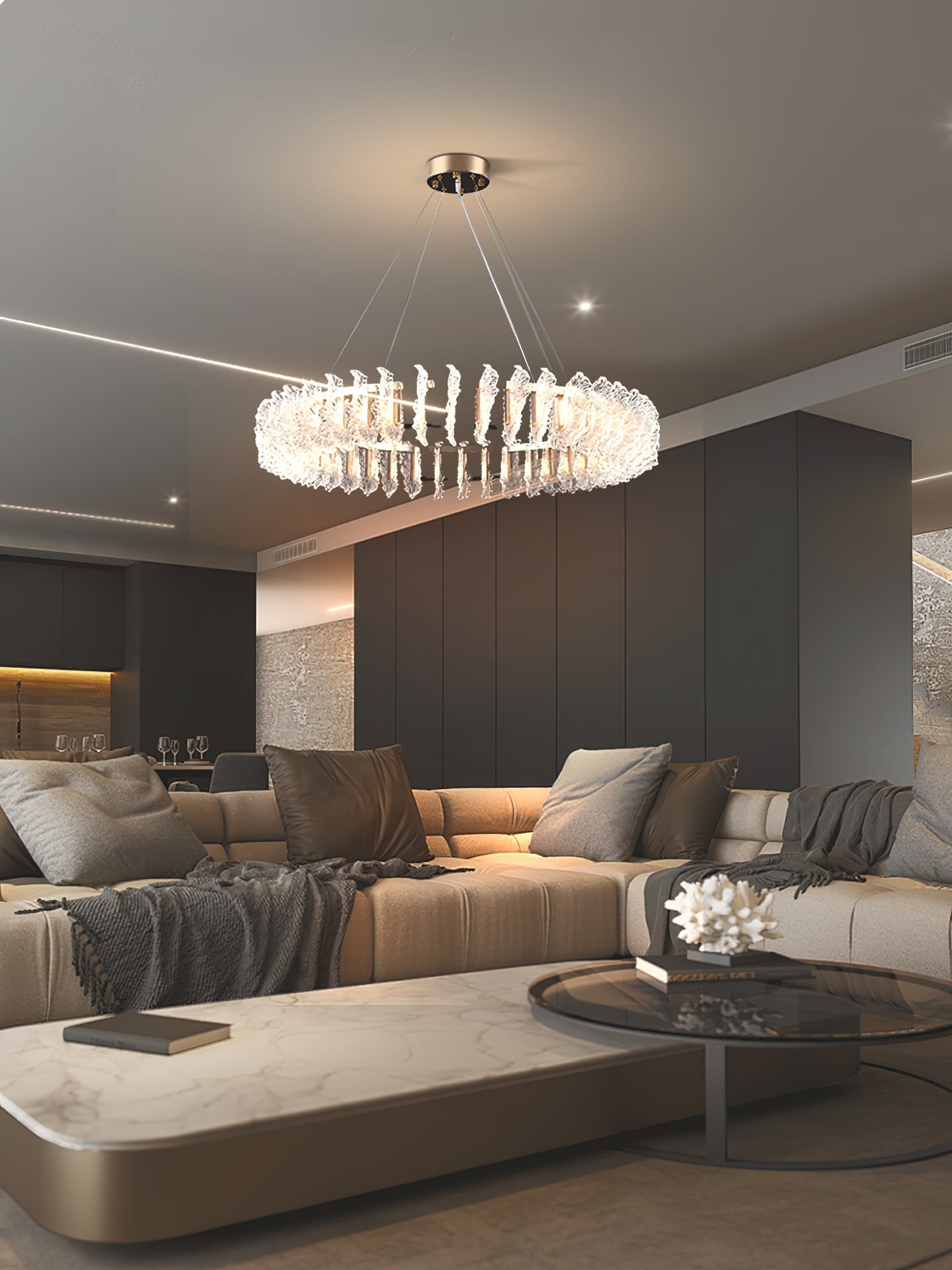 Ulcarir Luxury Leaf Glass Acrylic Chandelier - Lamp Copper