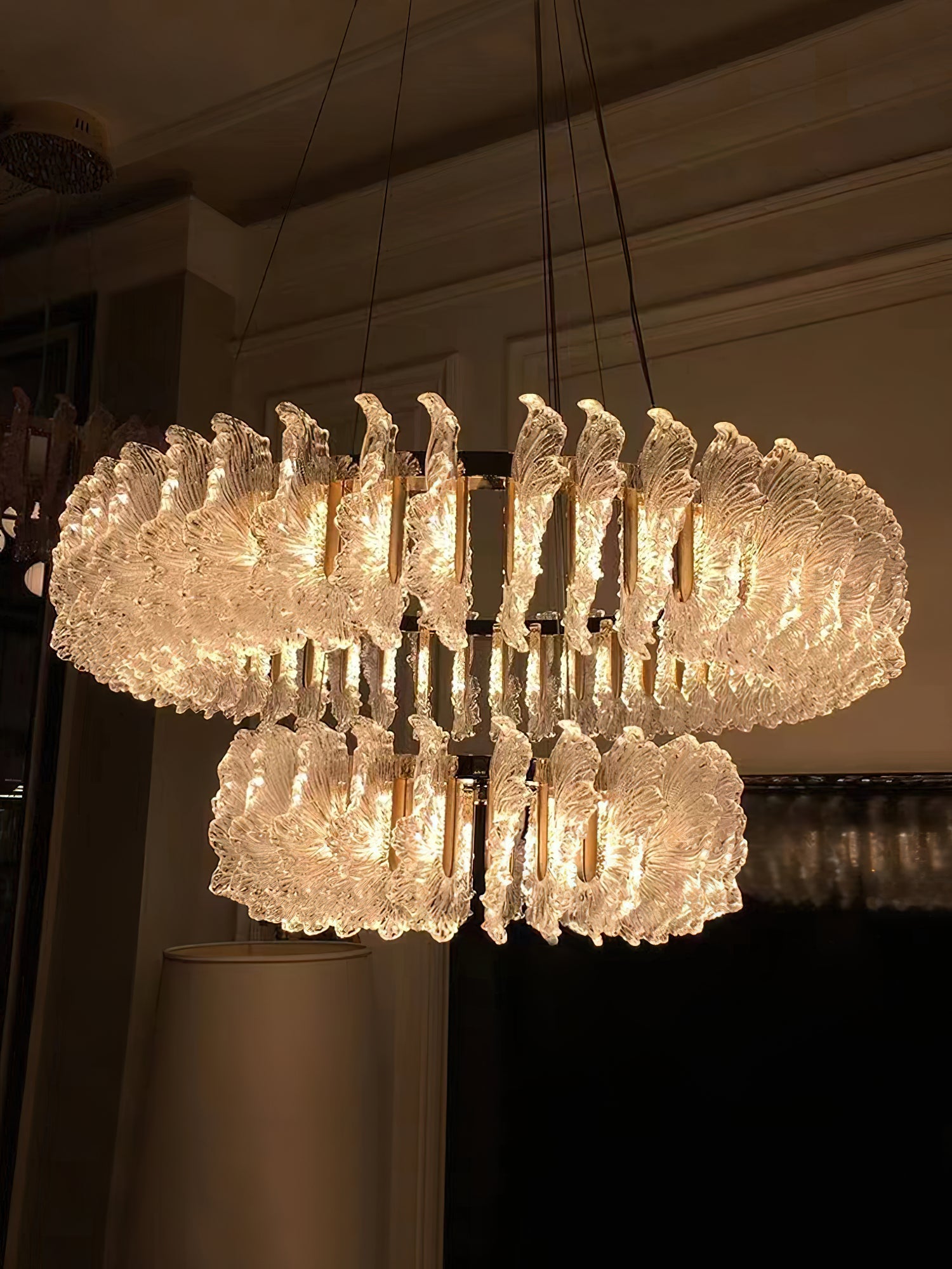 Ulcarir Luxury Leaf Glass Acrylic Chandelier - Lamp Copper