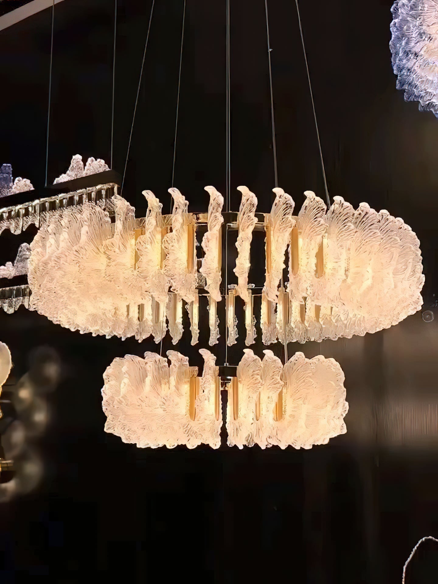 Ulcarir Luxury Leaf Glass Acrylic Chandelier - Lamp Copper
