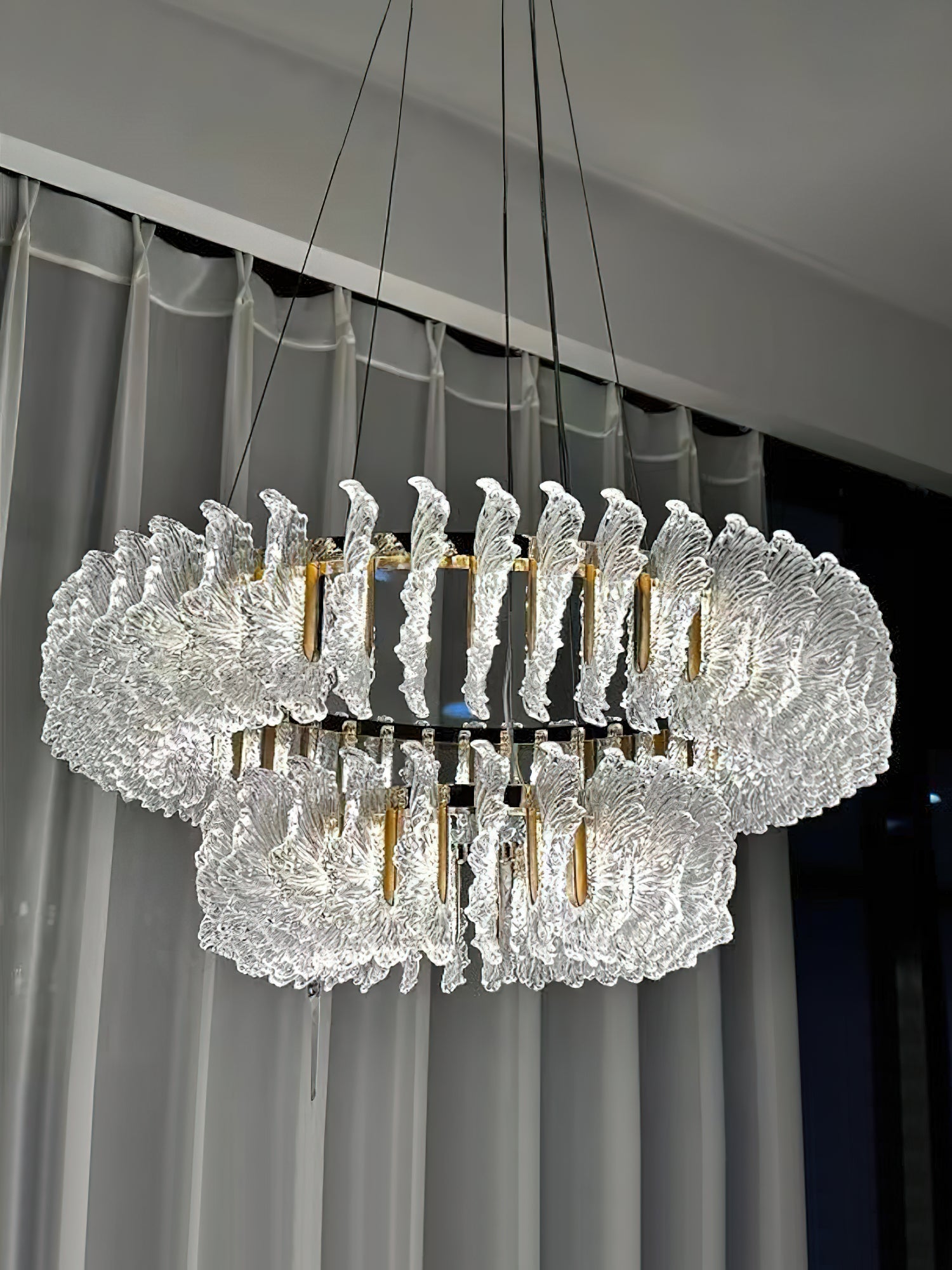 Ulcarir Luxury Leaf Glass Acrylic Chandelier - Lamp Copper
