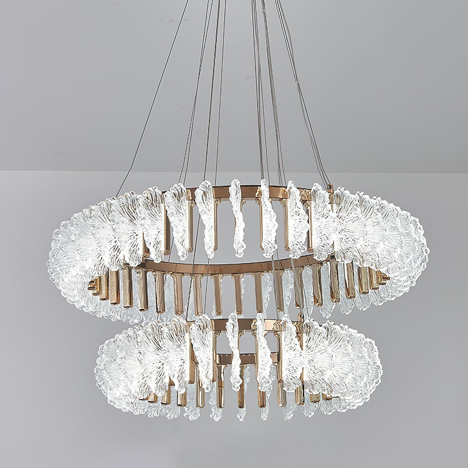 Ulcarir Luxury Leaf Glass Acrylic Chandelier - Lamp Copper
