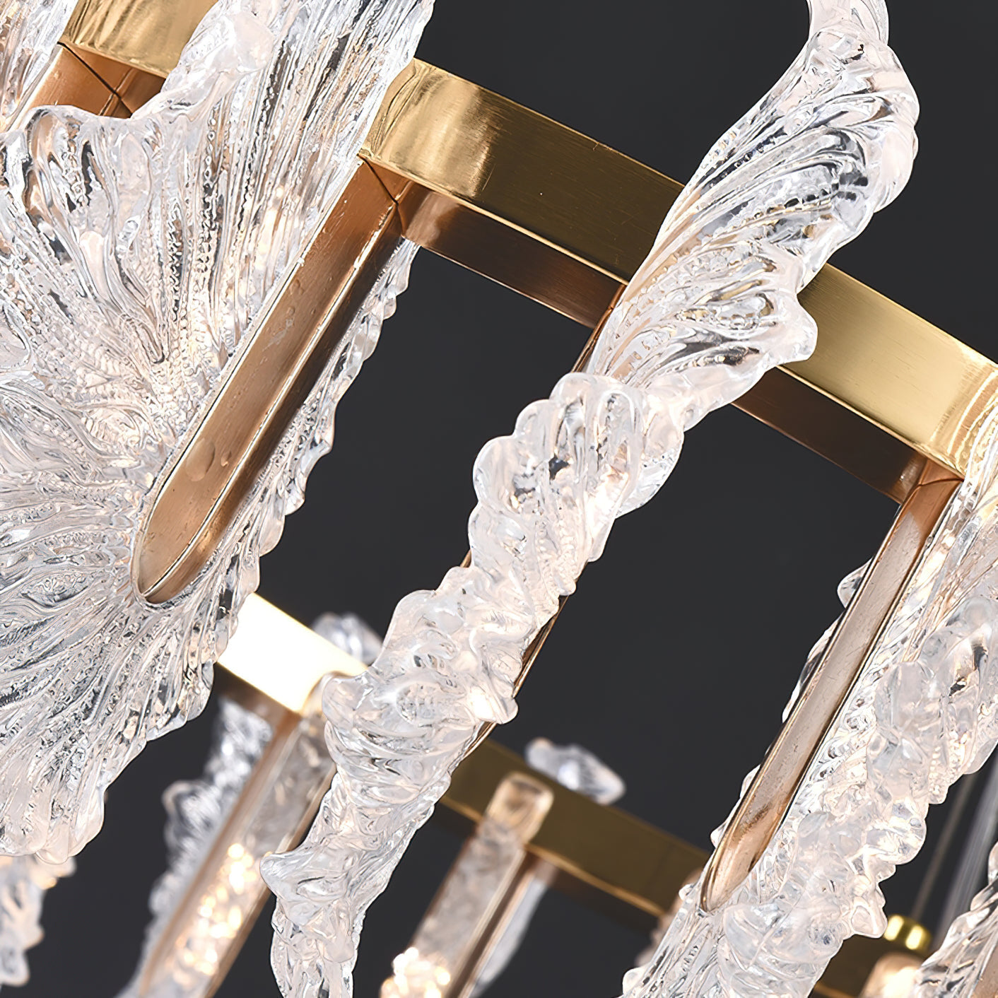 Ulcarir Luxury Leaf Glass Acrylic Chandelier - Lamp Copper