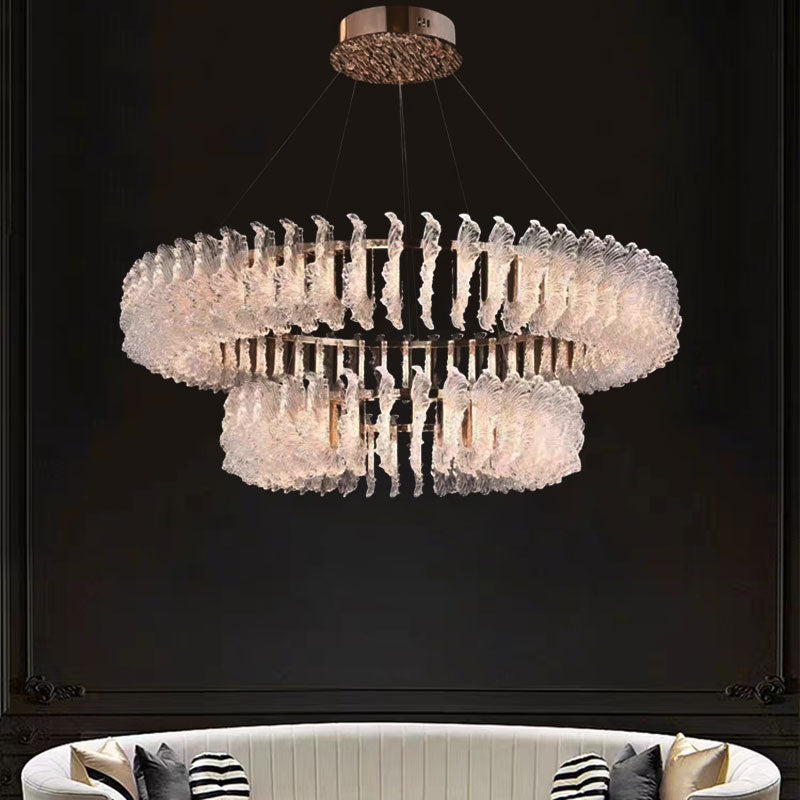 Ulcarir Luxury Leaf Glass Acrylic Chandelier - Lamp Copper