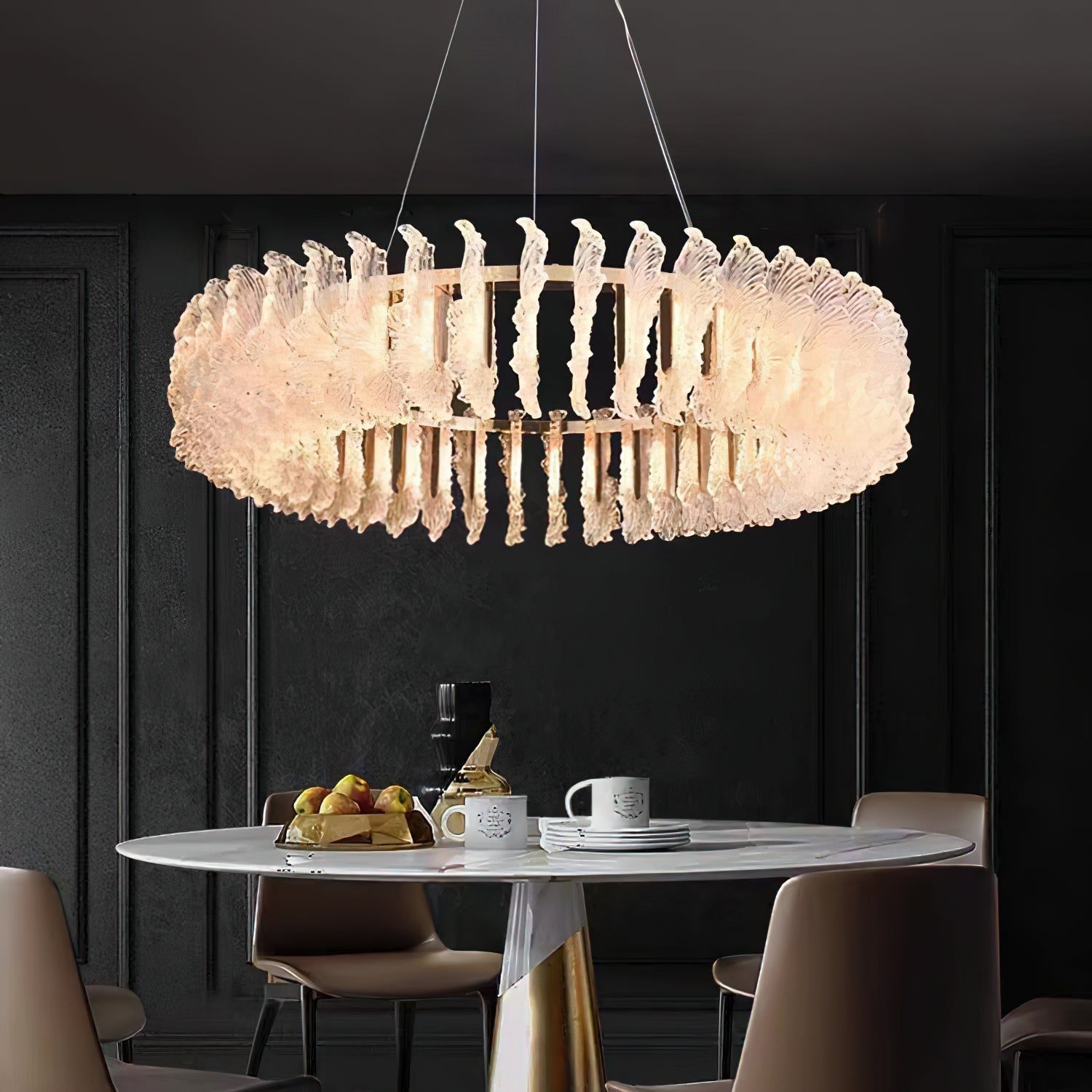 Ulcarir Luxury Leaf Glass Acrylic Chandelier - Lamp Copper