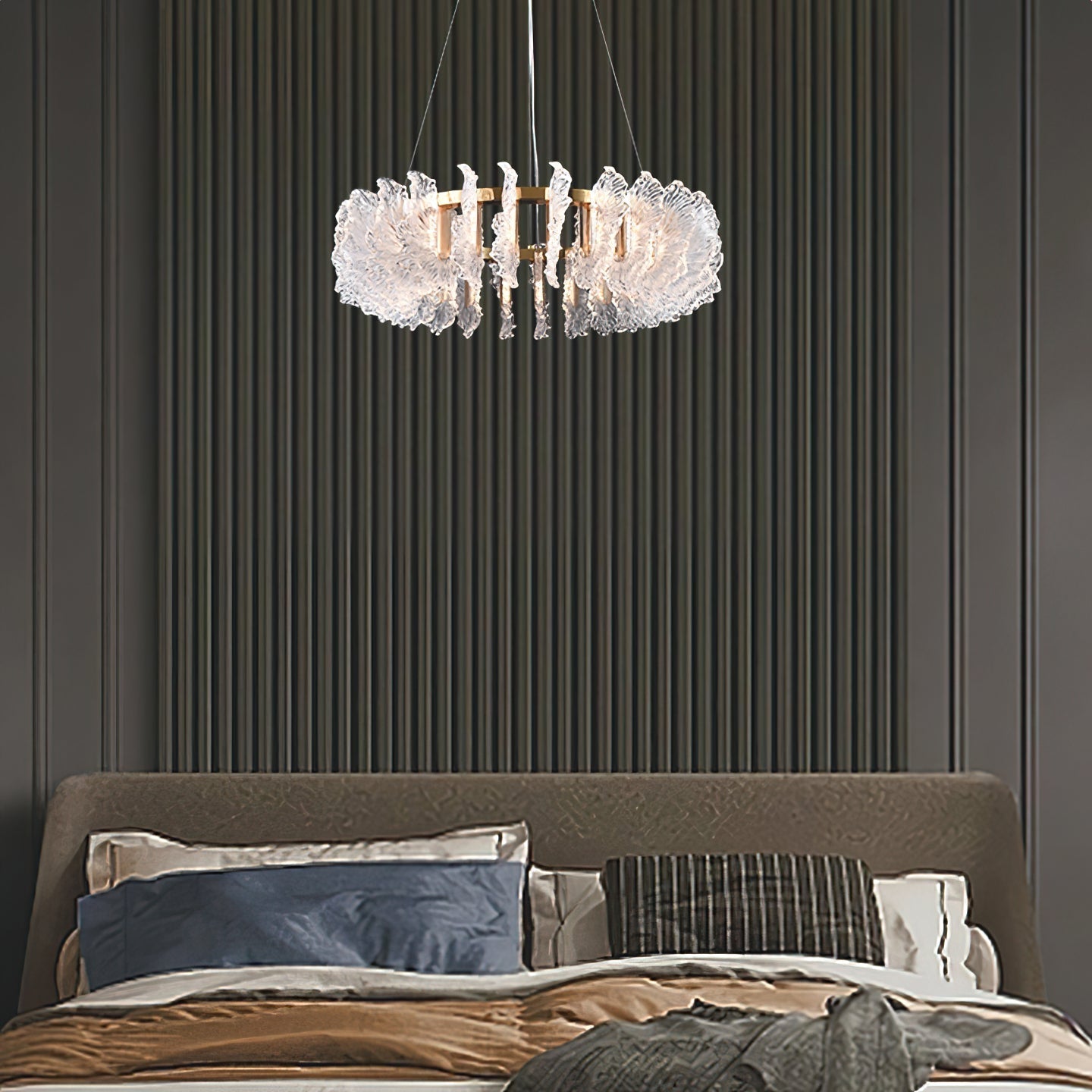 Ulcarir Luxury Leaf Glass Acrylic Chandelier - Lamp Copper