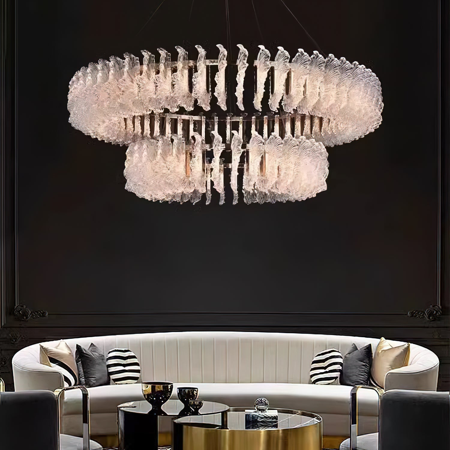 Ulcarir Luxury Leaf Glass Acrylic Chandelier - Lamp Copper
