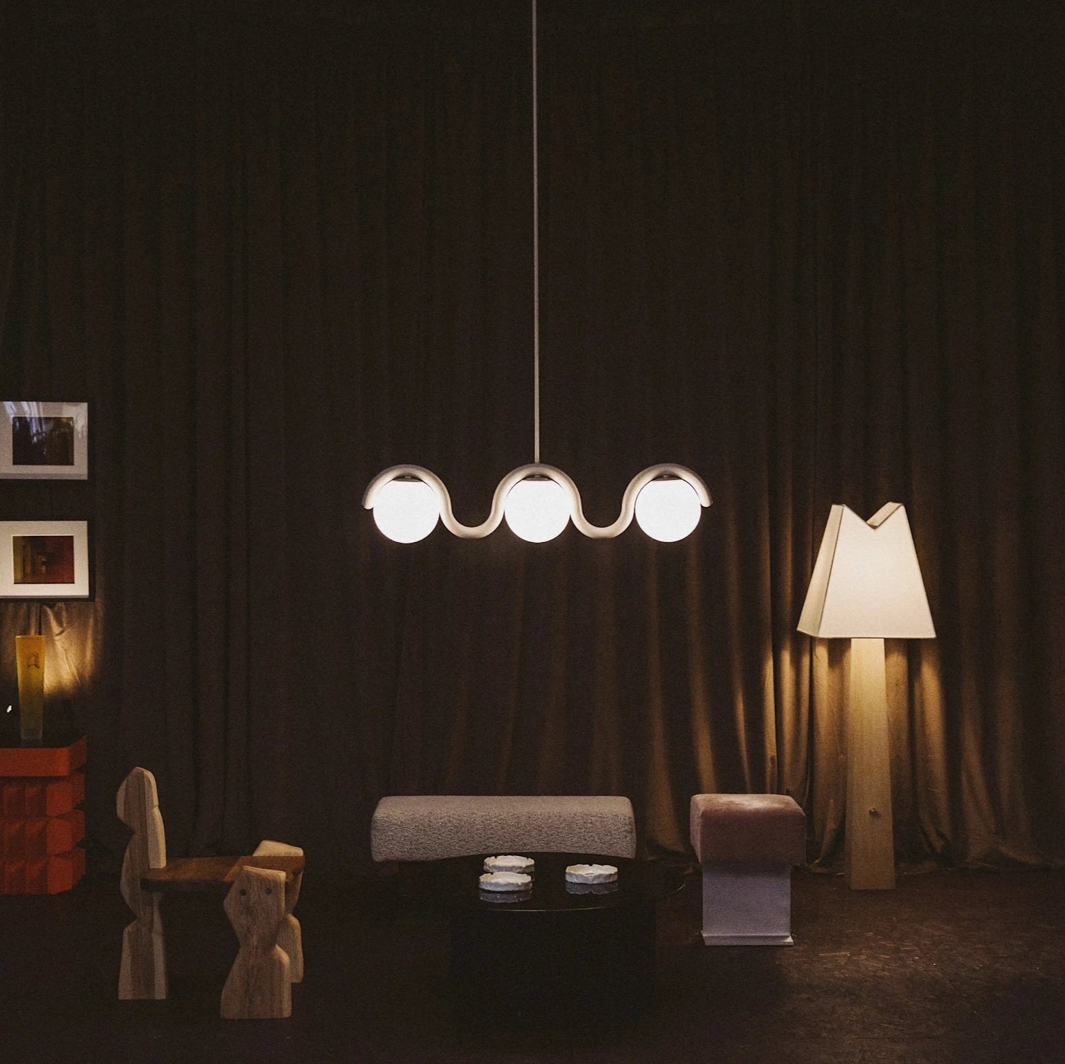 Uveta Linear Chandelier Red&Silver - Lamp Copper