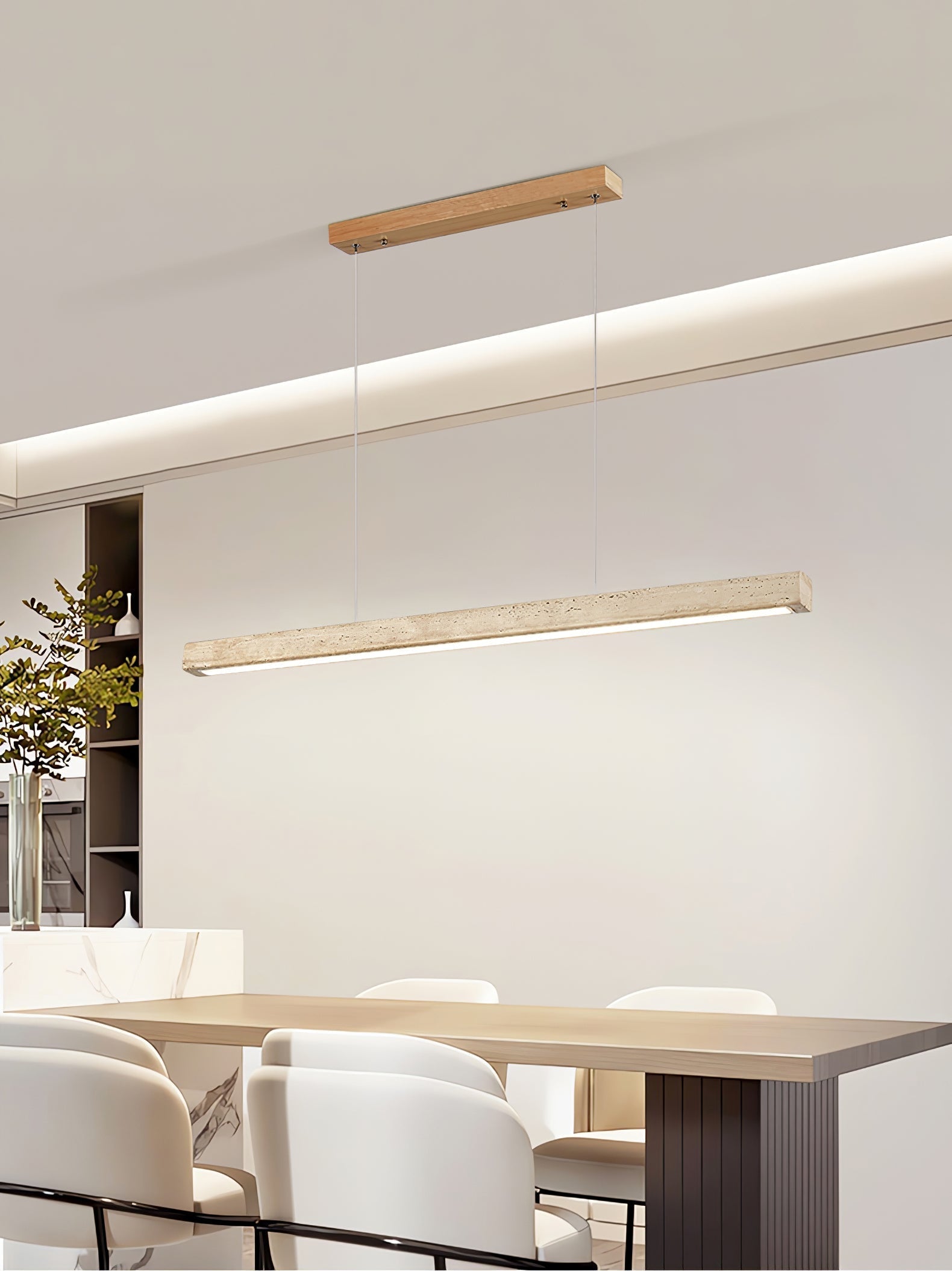 Imiror Minimalist Travertine Linear Pendant Light - Lamp Copper