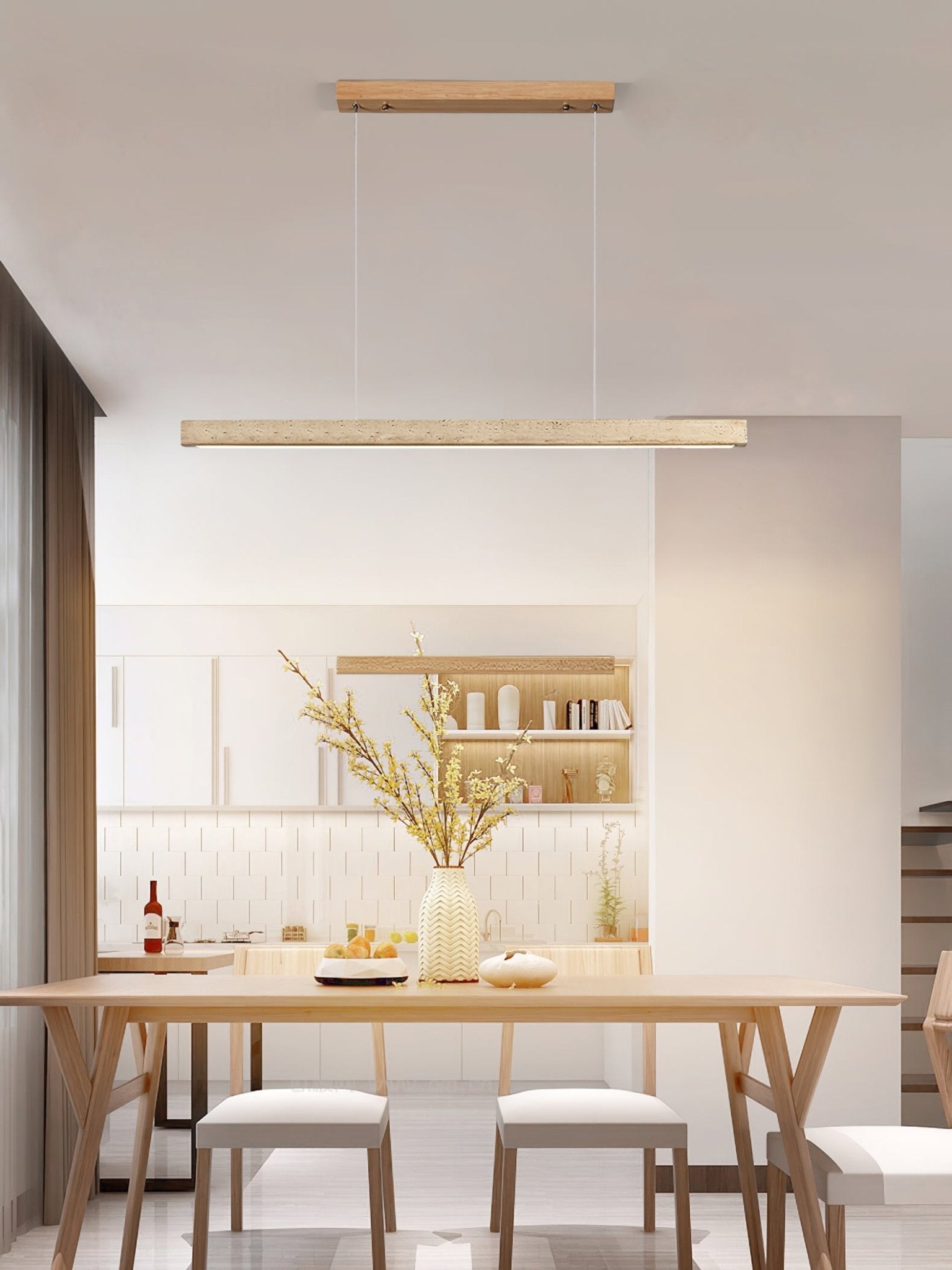 Imiror Minimalist Travertine Linear Pendant Light - Lamp Copper