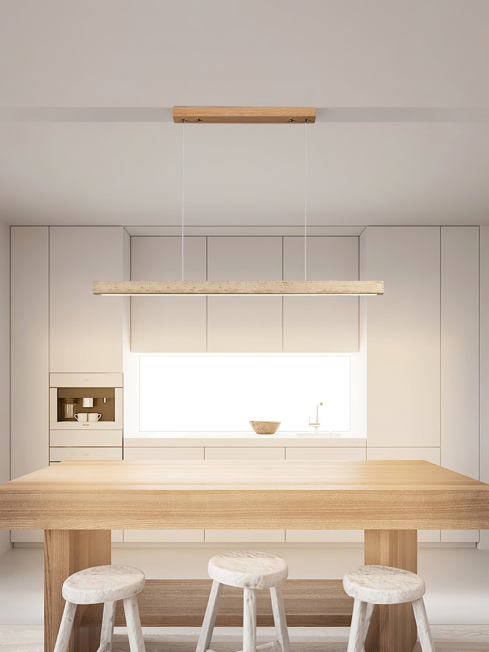 Imiror Minimalist Travertine Linear Pendant Light - Lamp Copper