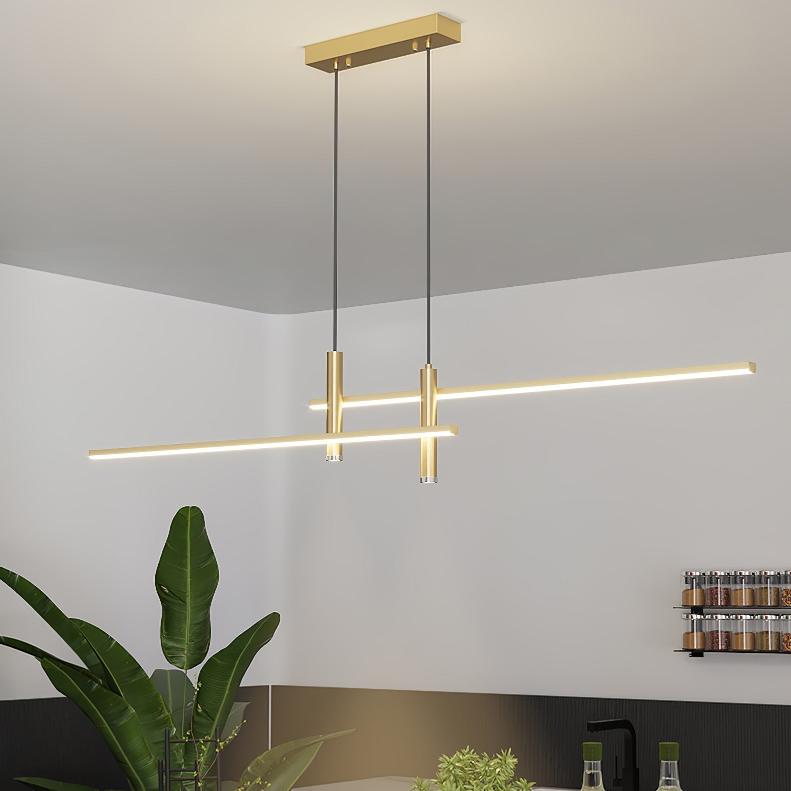 Prym Pendant Light Modern Linear Dining Room - Lamp Copper