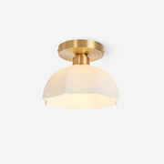 Avelin Brass Base and Opal Glass Flush Mount Ceiling Light - Lamp Copper