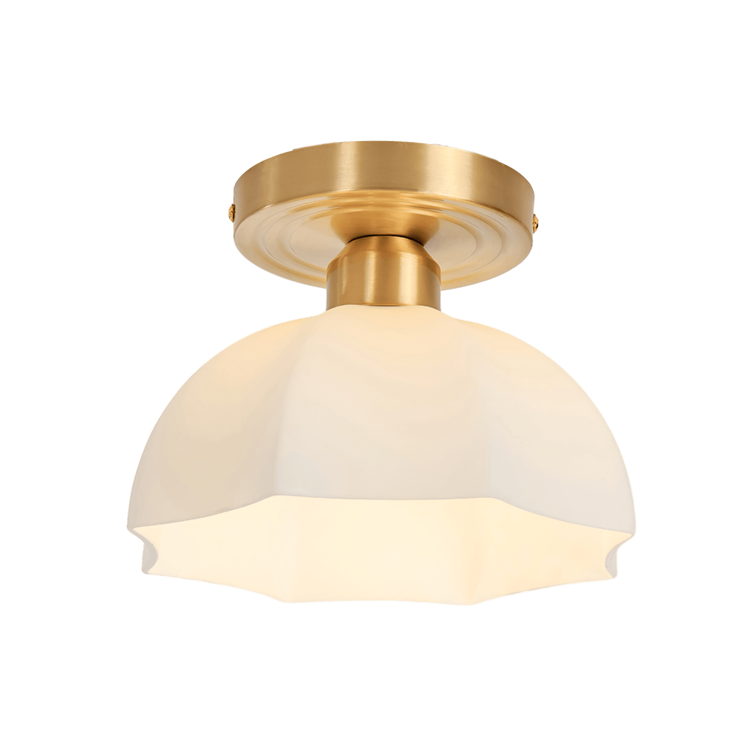 Avelin Brass Base and Opal Glass Flush Mount Ceiling Light - Lamp Copper