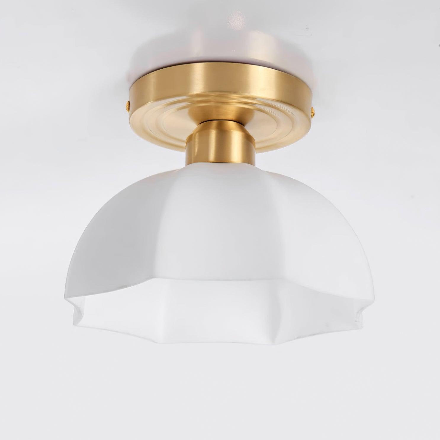 Avelin Brass Base and Opal Glass Flush Mount Ceiling Light - Lamp Copper
