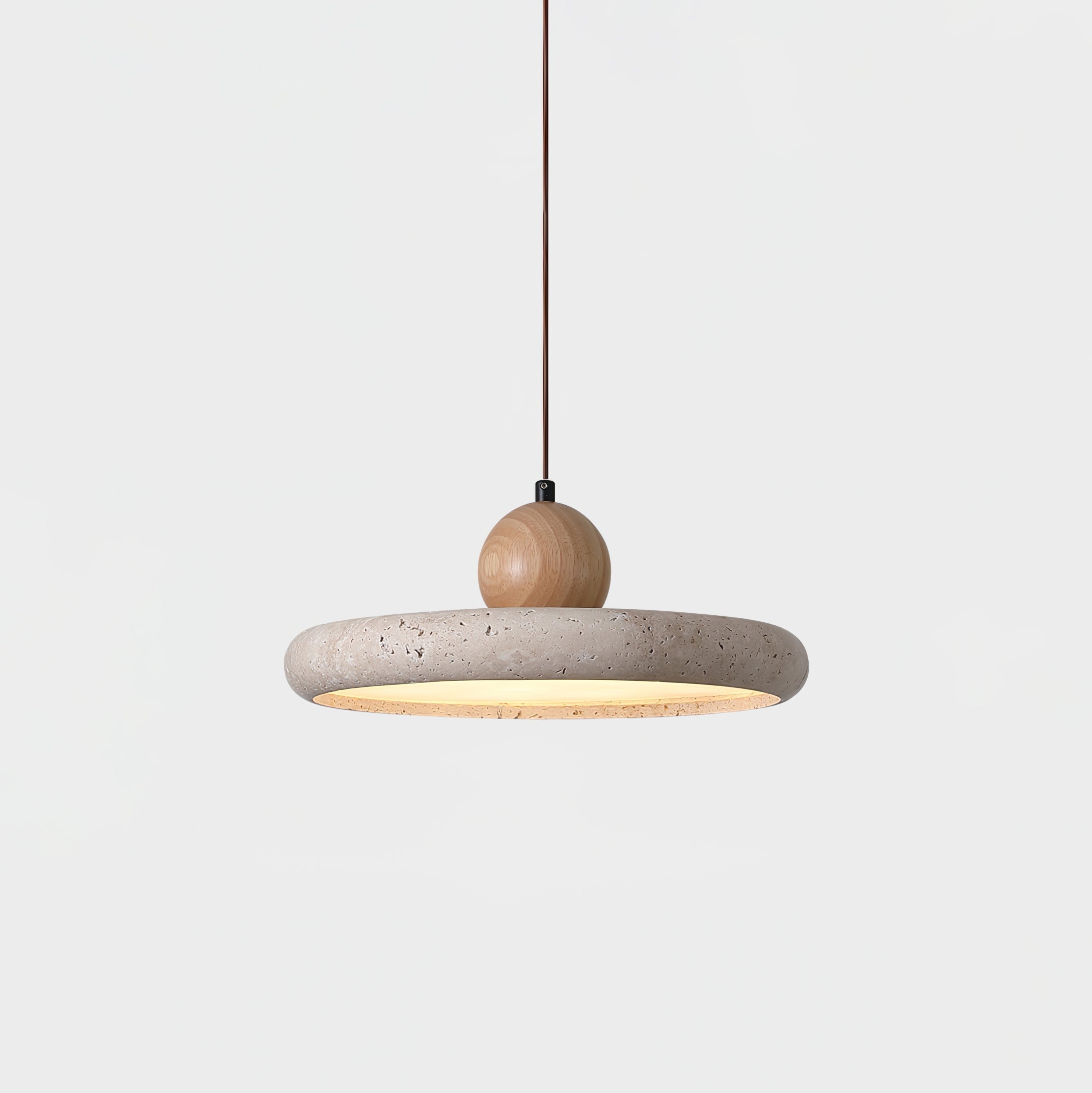 Opalyn Travertine & Wood Pendant Light - Lamp Copper