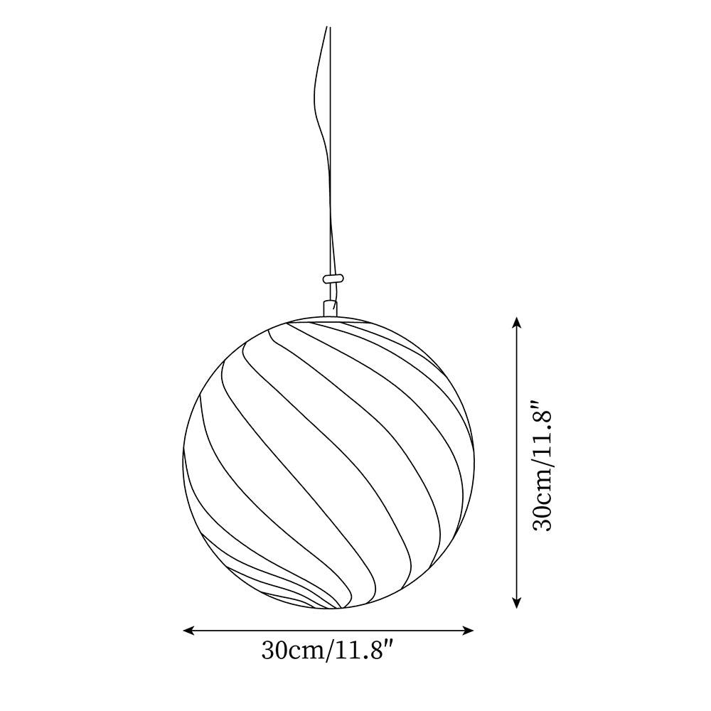 Pendant Lamp Glass Globe Light with Green Swirl Stripes - Lamp Copper