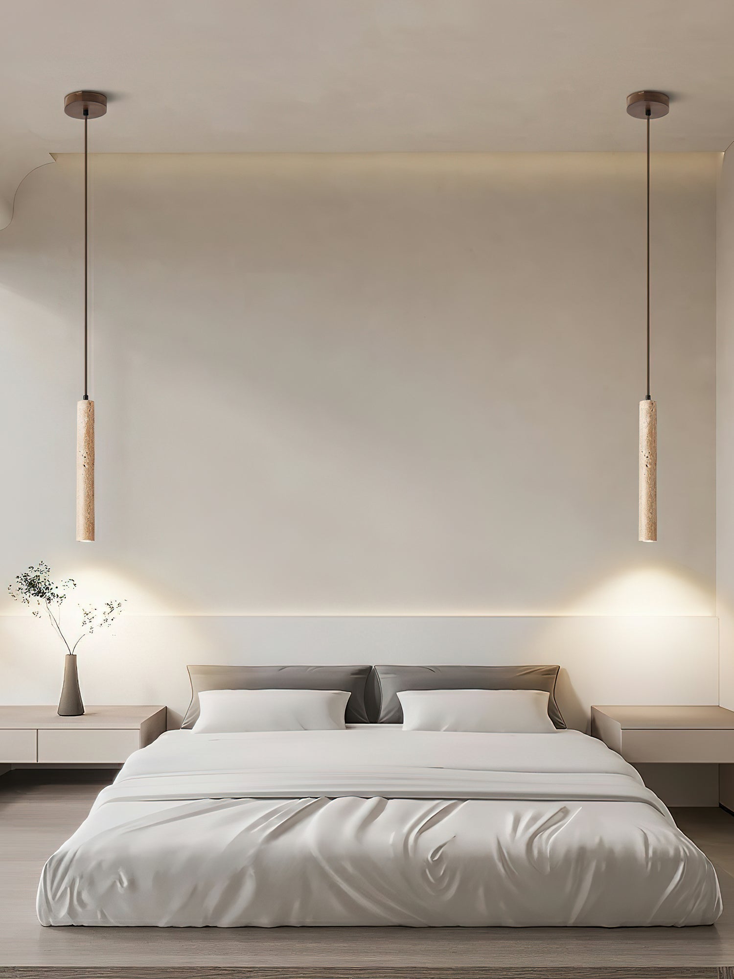 Olvynarae Cylindrical Travertine Pendant Light - Lamp Copper