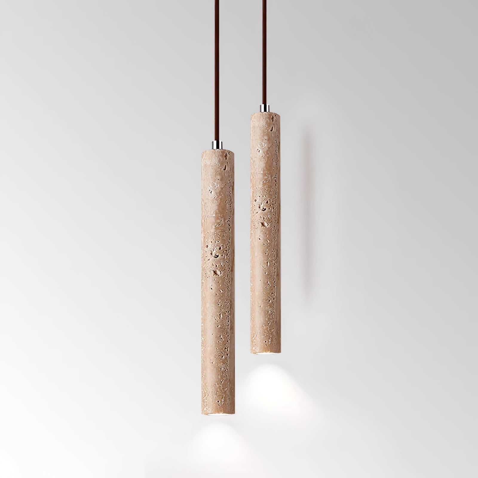Olvynarae Cylindrical Travertine Pendant Light - Lamp Copper