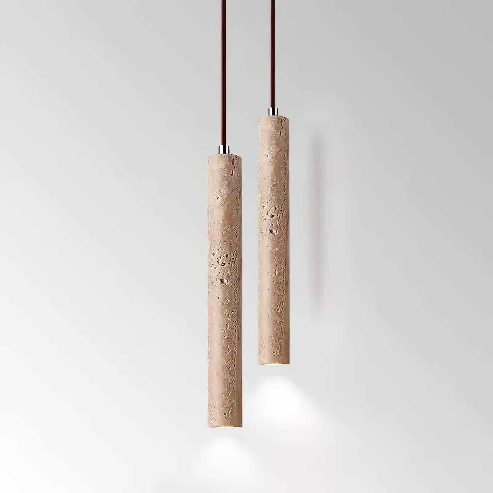 Olvynarae Cylindrical Travertine Pendant Light - Lamp Copper