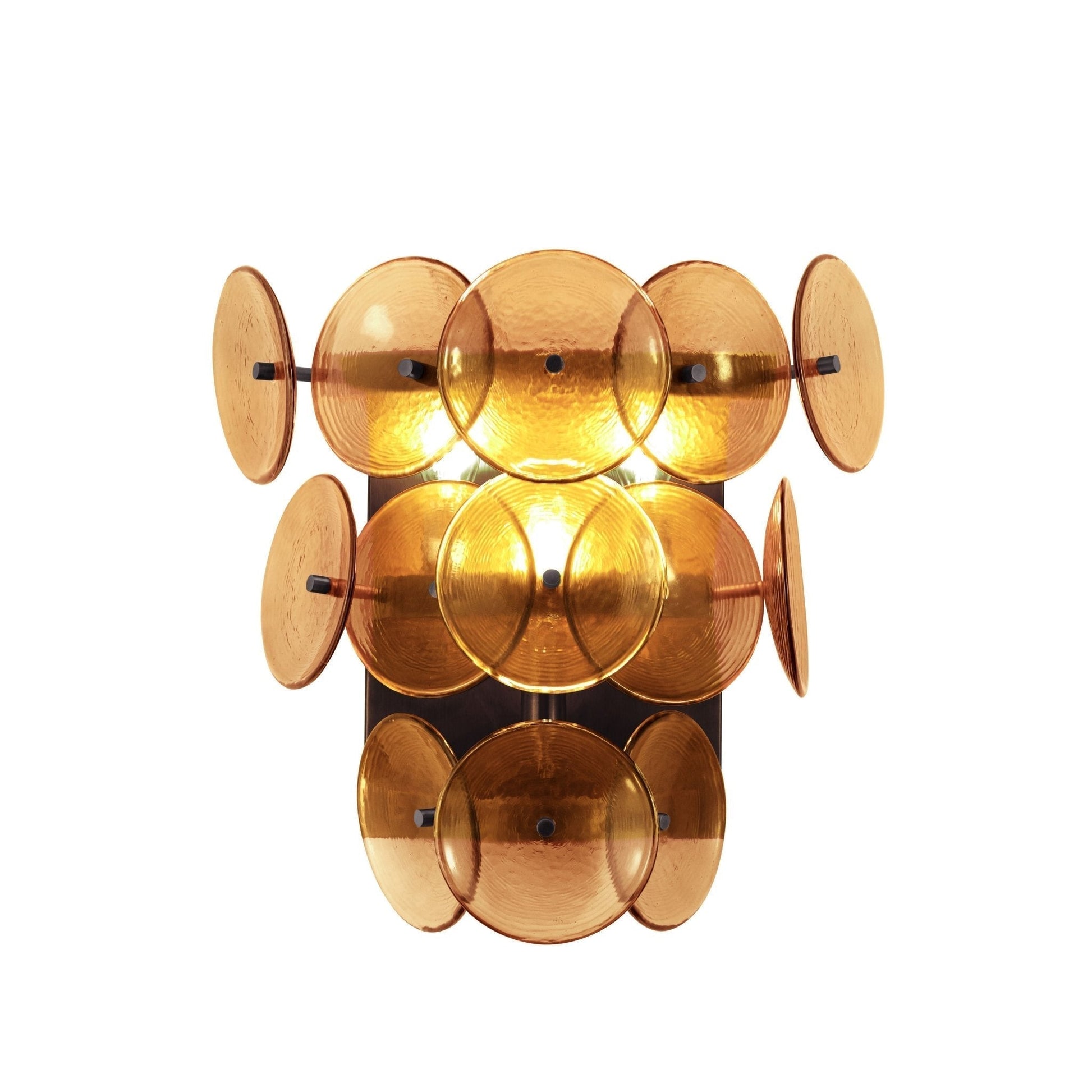 Aurora Wall Sconce Pressed Glass Disc Vintage Amber - Lamp Copper