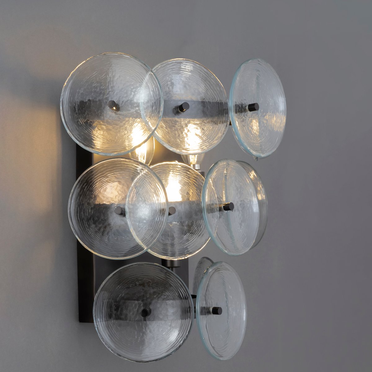 Aurora Wall Sconce Pressed Glass Disc Vintage Amber - Lamp Copper
