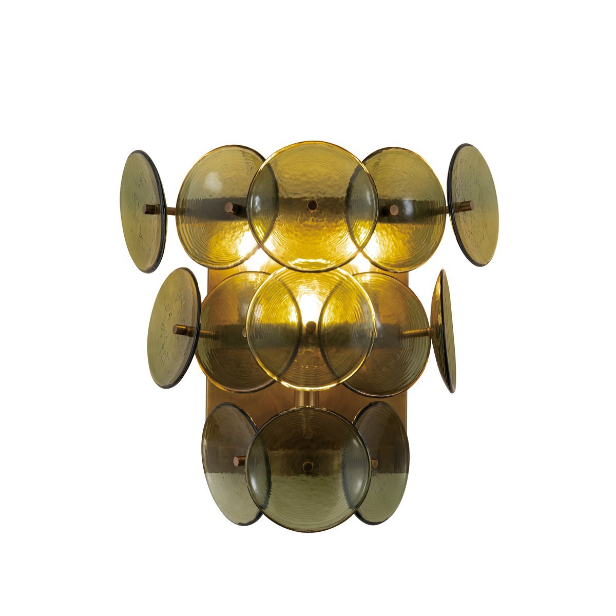 Aurora Wall Sconce Pressed Glass Disc Vintage Amber - Lamp Copper