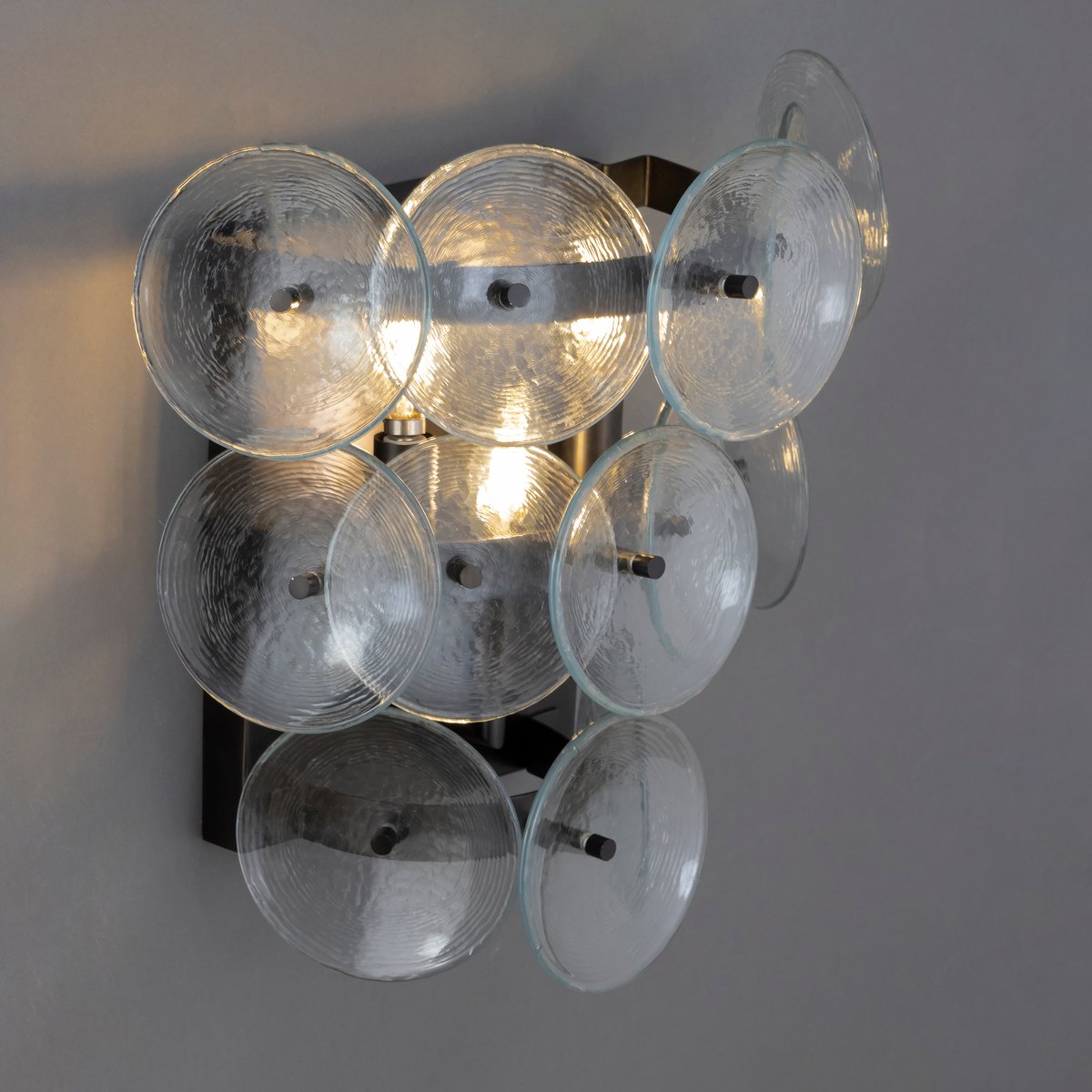 Aurora Wall Sconce Pressed Glass Disc Vintage Amber - Lamp Copper