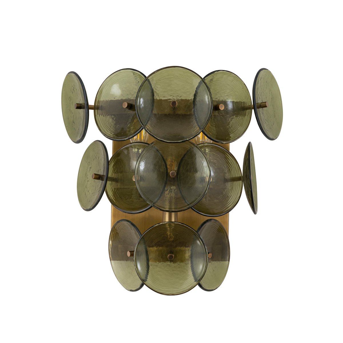 Aurora Wall Sconce Pressed Glass Disc Vintage Amber - Lamp Copper