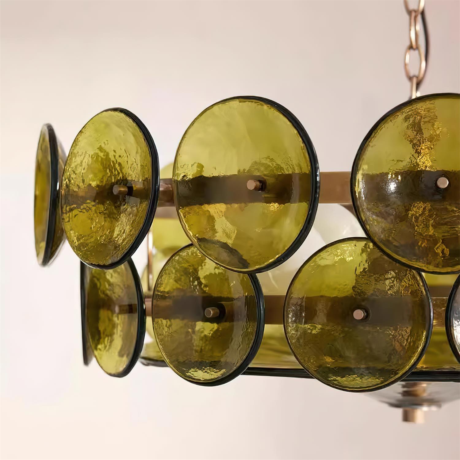 Ventilo Amber Glass Chandelier - Lamp Copper