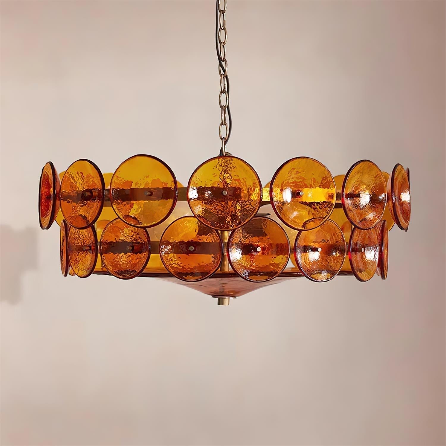 Ventilo Amber Glass Chandelier - Lamp Copper