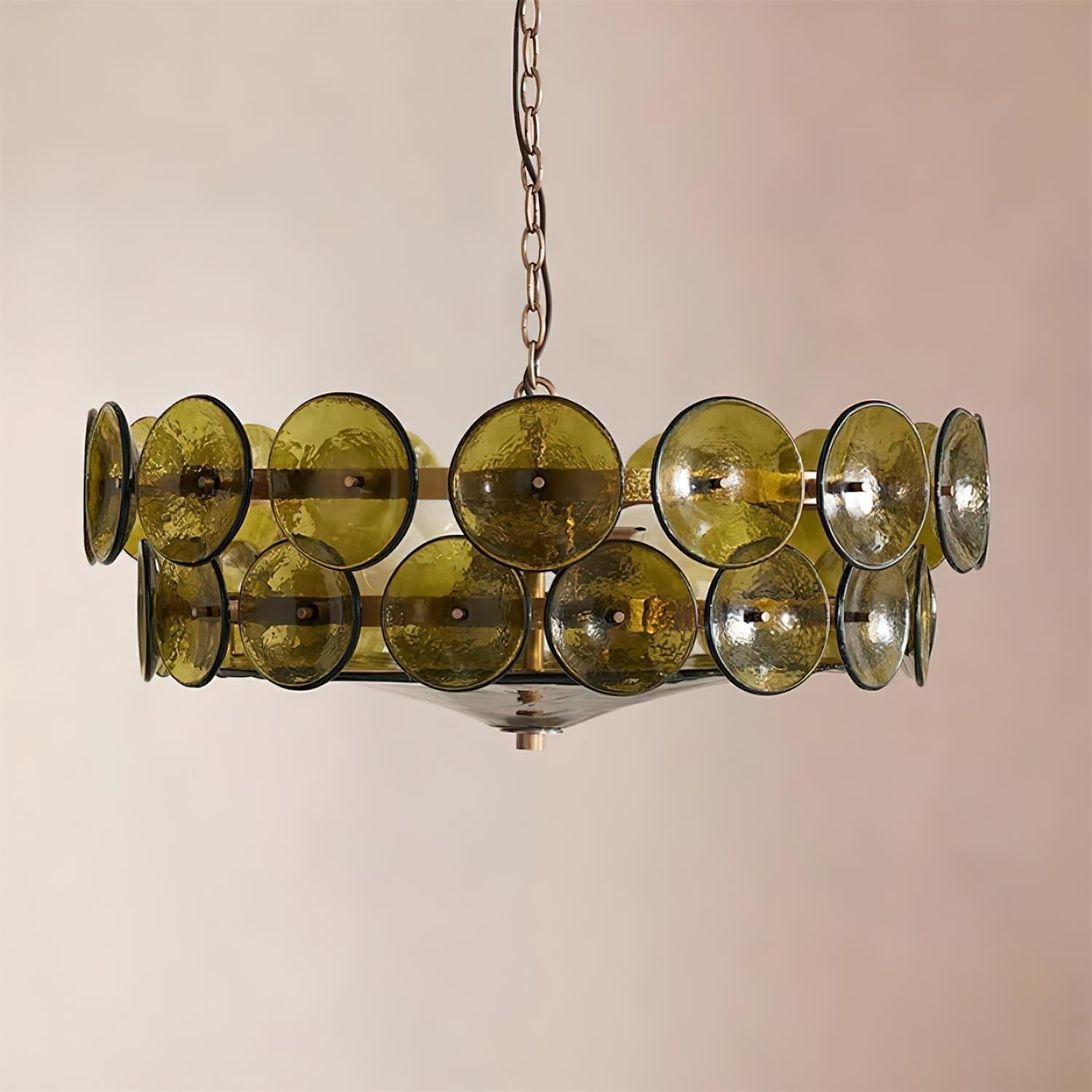 Ventilo Amber Glass Chandelier - Lamp Copper