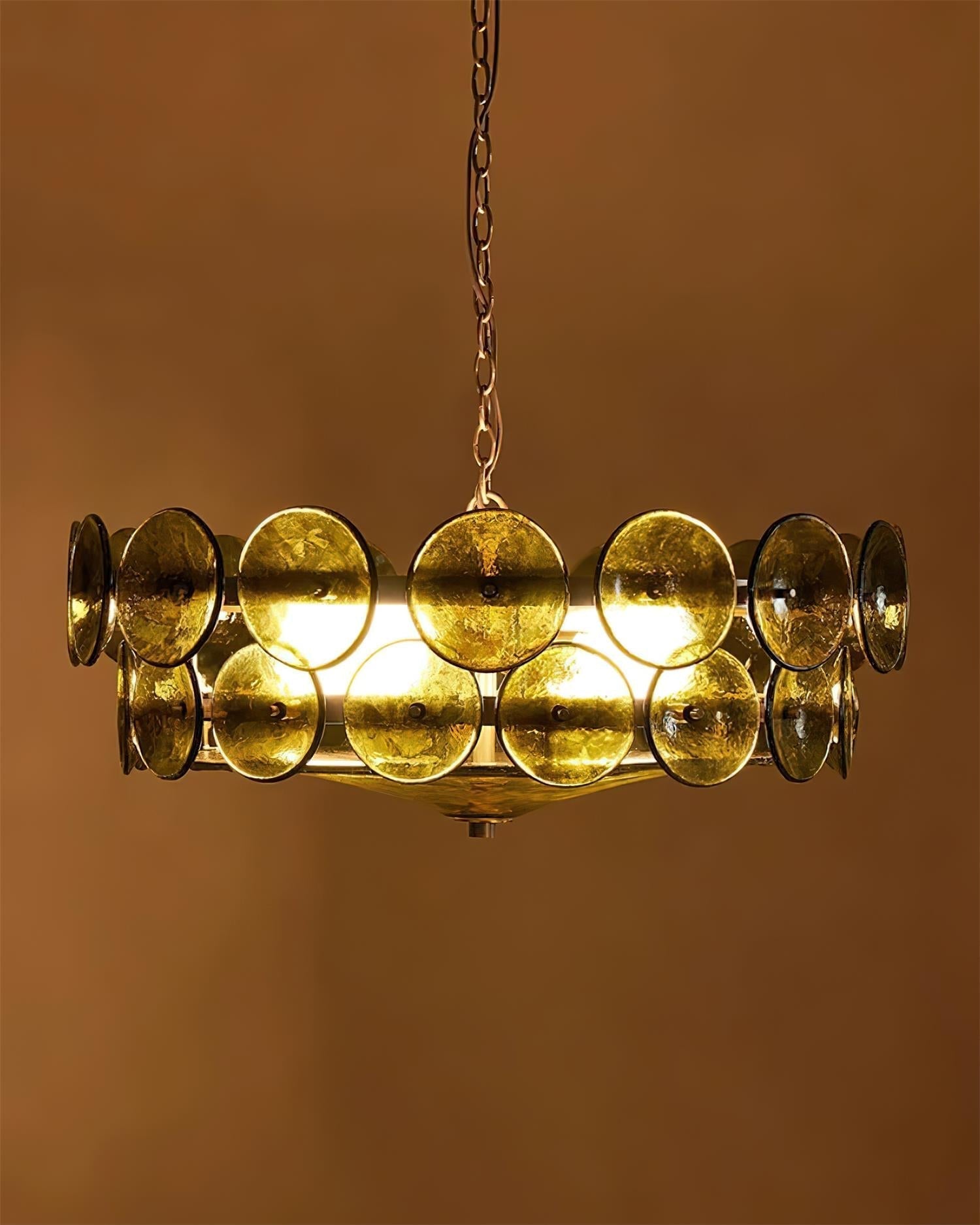 Ventilo Amber Glass Chandelier - Lamp Copper