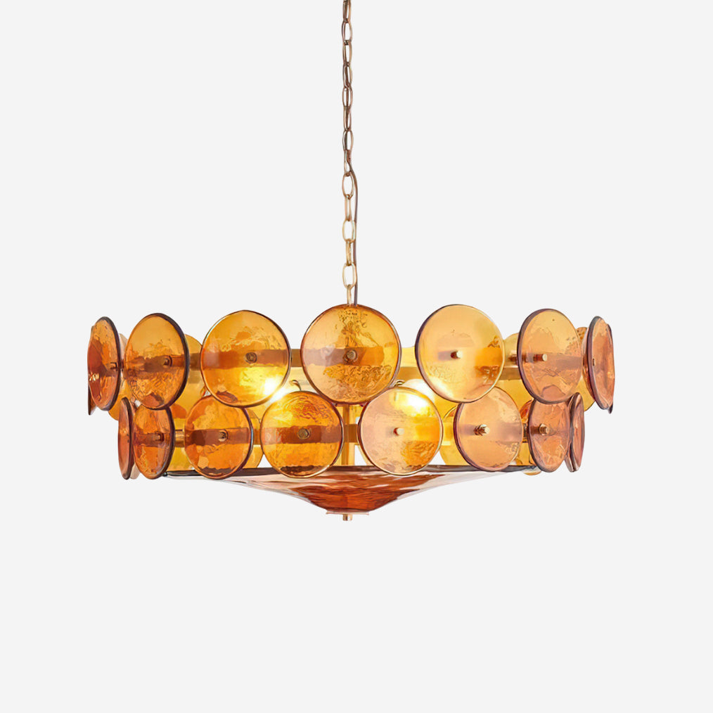 Ventilo Amber Glass Chandelier - Lamp Copper